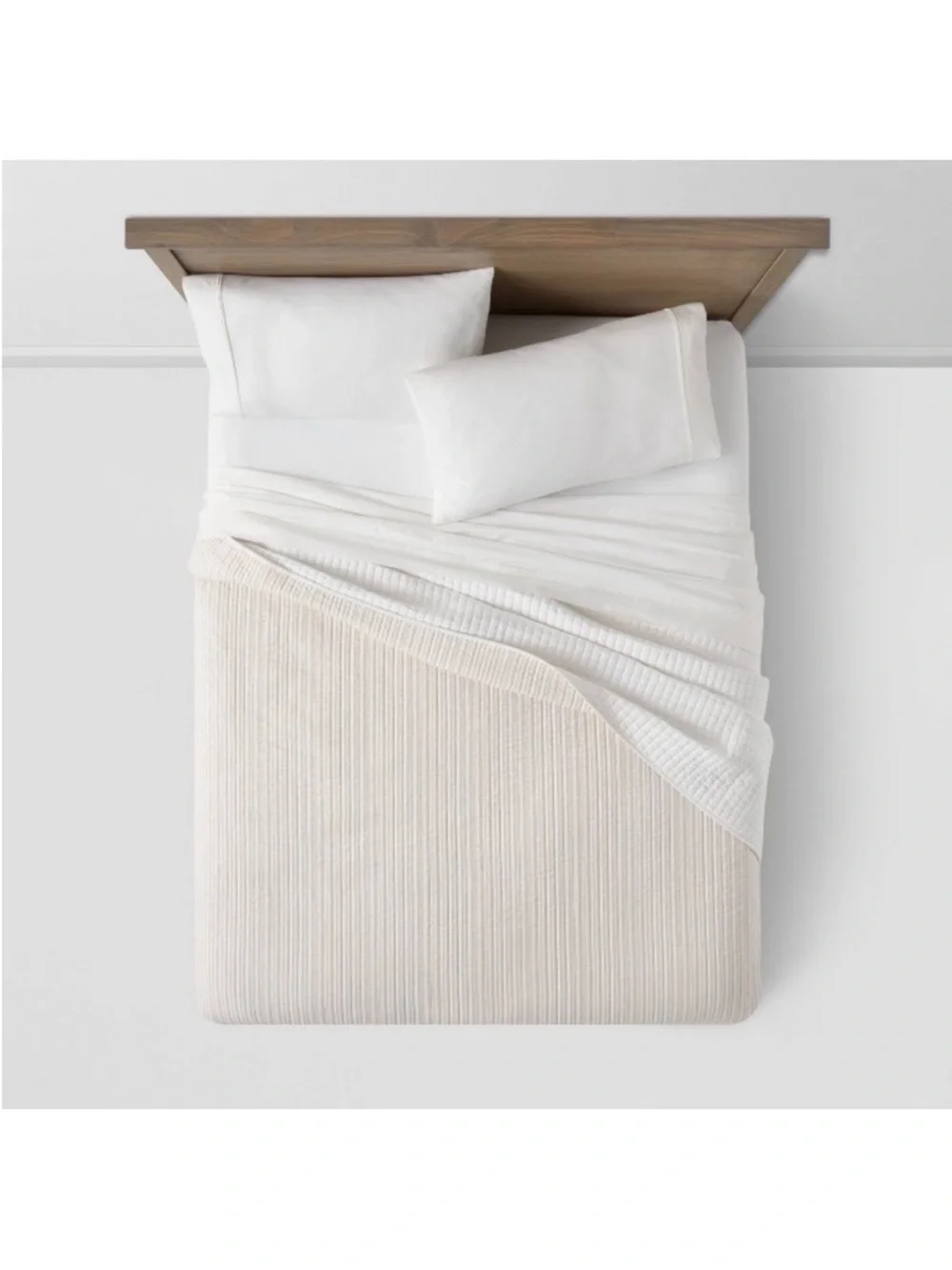 NWT Full/Queen Reversible Cotton Stripe Quilt Khaki - Threshold